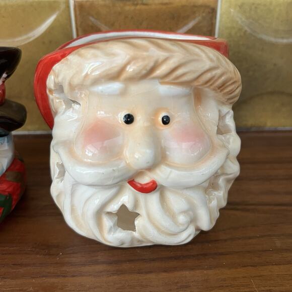Christmas Santa Claus / Frosty The Snowman Ceramic Tea Light Candle Holders - Picture 3 of 9